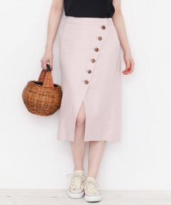 ラップ風フロント釦スカート∴