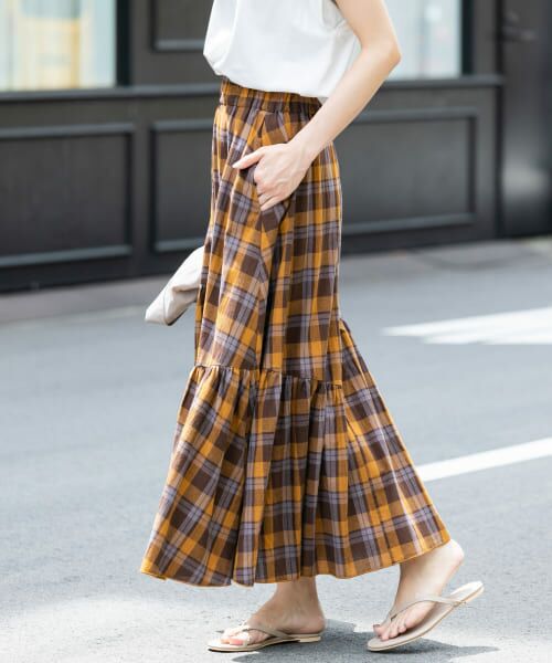 【新品】ブルーレーベル　ベージュチェックリボン　ティアードスカート　サイズ36 中古・古着通販】BURBERRY BLUE LABEL (バーバリーロンドン