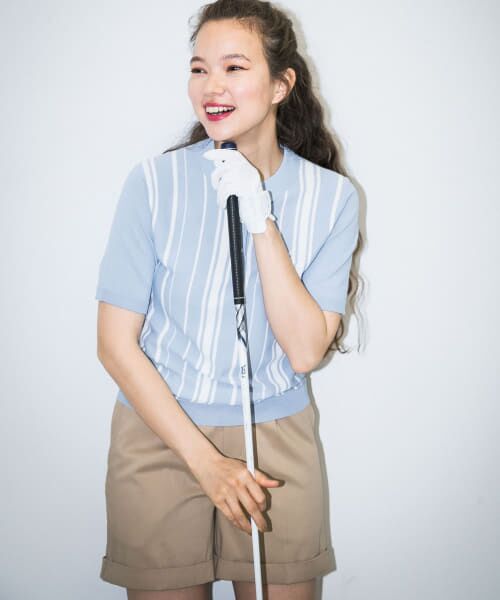 ＊＊Sonny Label / サニーレーベル ポロシャツ | OOPS　ストライプ半袖ポロシャツ（G.SA×WHT）