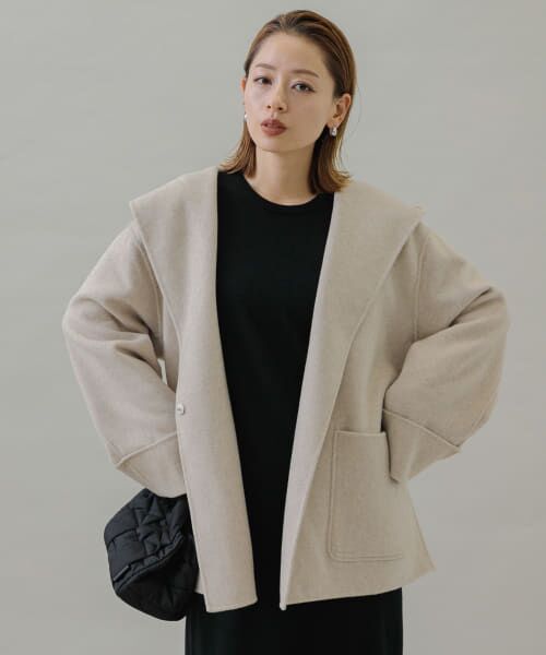 ＊＊Sonny Label / サニーレーベル その他アウター | ウールリバーフードミディコート（L.ベージュ）