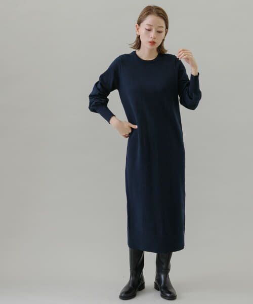 ＊＊Sonny Label / サニーレーベル ワンピース | 『TALLサイズあり』ウォッシャブルウォームニットワンピース（ネイビー）