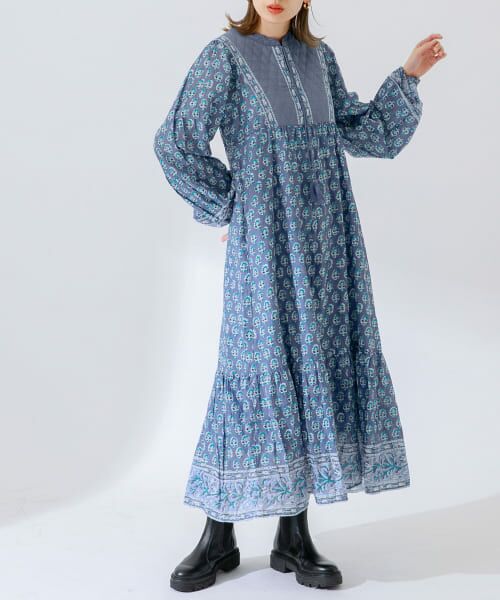 セール】 MIXプリントオリエンタルコットンワンピース