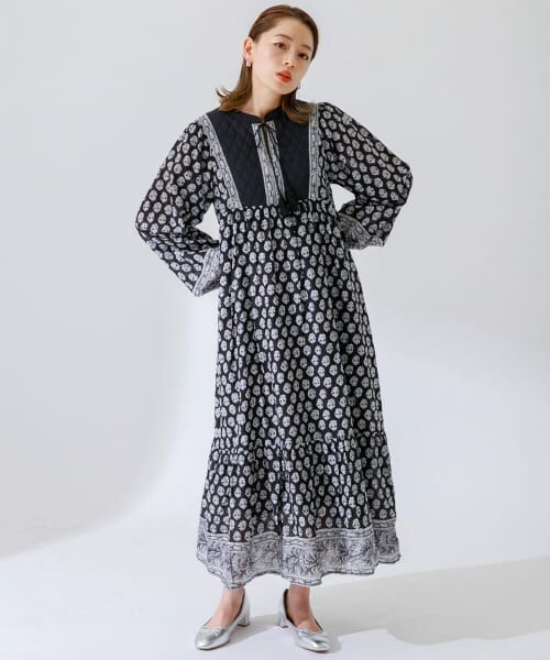 セール】 MIXプリントオリエンタルコットンワンピース