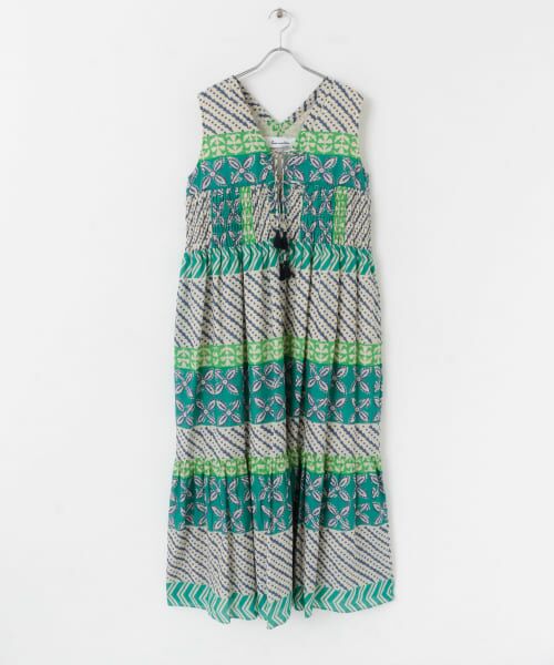 ＊＊Sonny Label / サニーレーベル ワンピース | sara mallika　MURALPRINT SHIRRING DRESS（GREEN）
