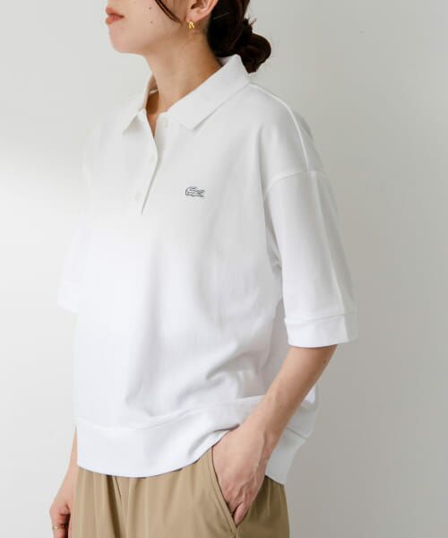 【新品タグ付】Lacoste ホワイト ポロシャツ ラコステ LACOSTE ゴールドステッチポロシャツ （ホワイト