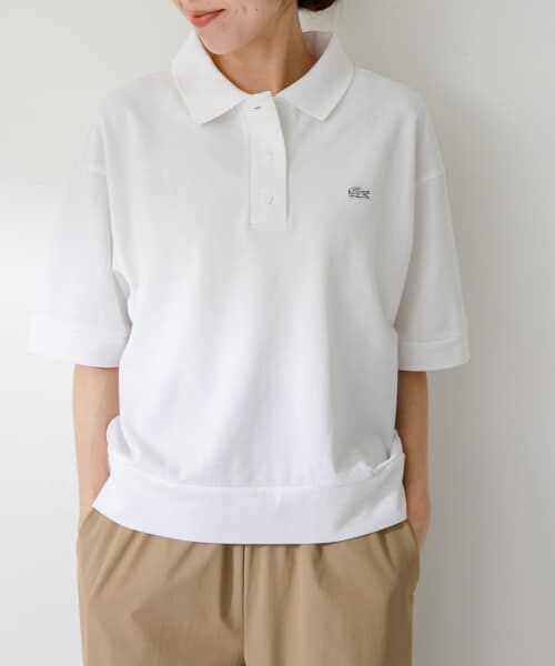 【新品タグ付】Lacoste ホワイト ポロシャツ ラコステ LACOSTE オーガニックコットンビッグワニロゴプリント