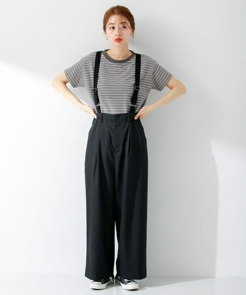 【美品】サスペンダー付き　ワーカーパンツ　ブラック サイズ38 スピックアンドスパン サスペンダー付きワーカーパンツ ブラック