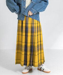 『低身長向けも展開』チェックプリーツイージースカート