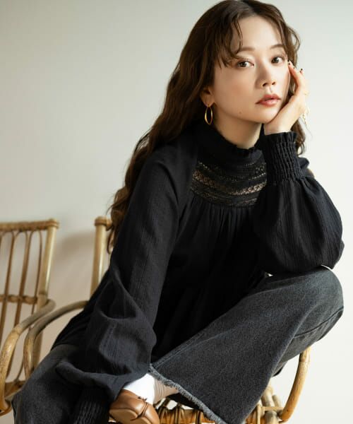 ＊＊Sonny Label / サニーレーベル シャツ・ブラウス | 『WEB/一部店舗限定』NaokoTakayamaレースブラウス（ブラック）