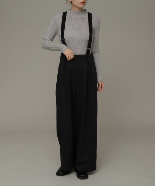 ＊＊Sonny Label / サニーレーベル その他パンツ | サスペンダー付きタックパンツ（ブラック）