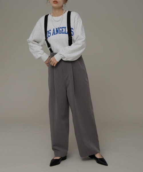 ＊＊Sonny Label / サニーレーベル その他パンツ | サスペンダー付きタックパンツ（グレー）