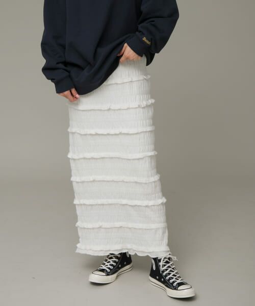 ＊＊Sonny Label / サニーレーベル スカート | ニットレースイージースカート（エクリュ）