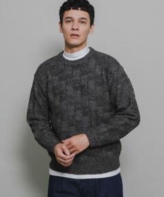 ブロック柄クルーネックニットプルオーバー