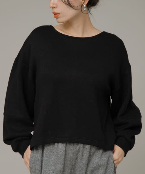 ＊＊Sonny Label / サニーレーベル Tシャツ | ニットライクボリュームスリーブプルオーバー（ブラック）