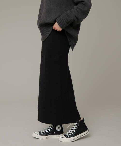 ＊＊Sonny Label / サニーレーベル スカート | 『洗濯可』ラメニットリブロングスカート（ブラック）