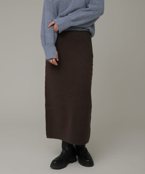 ＊＊Sonny Label / サニーレーベル スカート | 『洗濯可』ラメニットリブロングスカート（ブラウン）