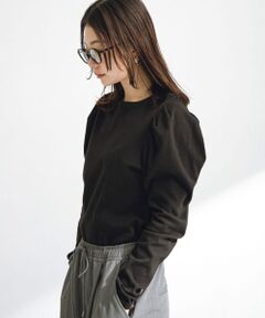 パフスリーブフライス/ジャガードロングTシャツ