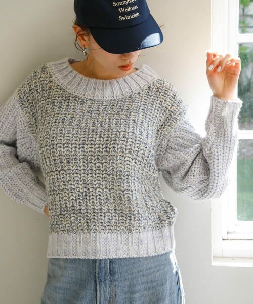 ＊＊Sonny Label / サニーレーベル ニット・セーター | ミックスカラーニットプルオーバー（ブルー系）