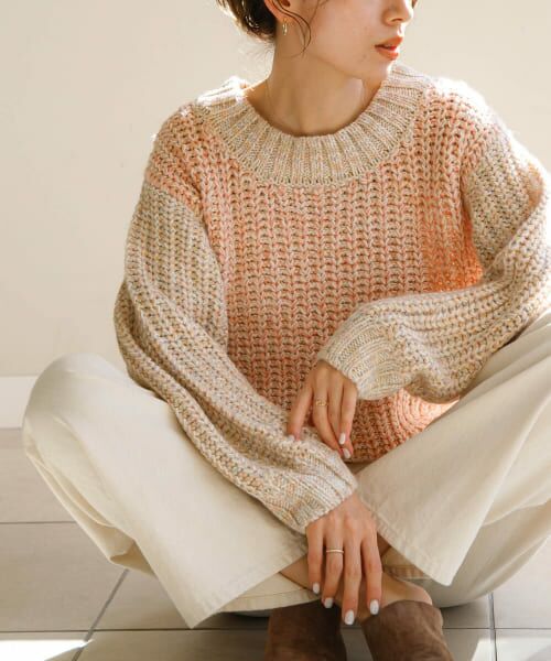 ＊＊Sonny Label / サニーレーベル ニット・セーター | ミックスカラーニットプルオーバー（ピンク系）