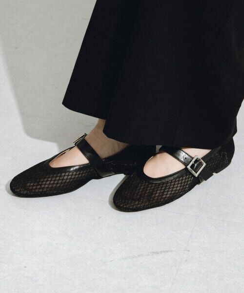 【新品】スローブイエナ bonitas メッシュフラットシューズ slobe iena】bonitas メッシュフラットシューズ ブラック - メルカリ