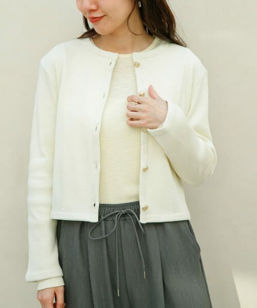 ＊＊Sonny Label / サニーレーベル カーディガン・ボレロ | 『WEB/一部店舗限定』金ボタンワッフルカーディガン（オフ）