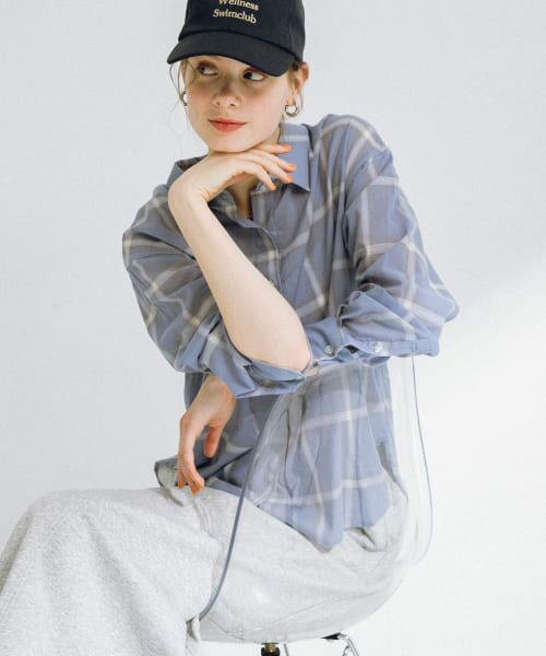 ＊＊Sonny Label / サニーレーベル シャツ・ブラウス | シアーチェックシャツ（ブルー系）