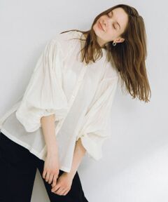 エアリーコットンボイルギャザーブラウス