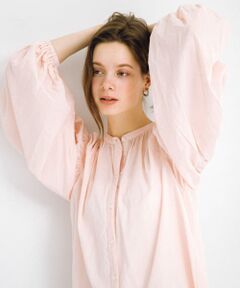 エアリーコットンボイルギャザーブラウス