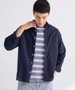 吸水速乾リネン混ロングスリーブシャツ