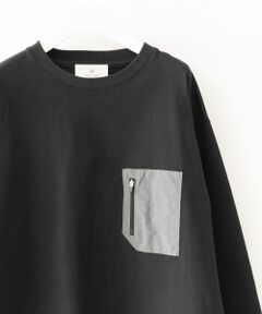ナイロンポケット切替ロングスリーブTシャツ