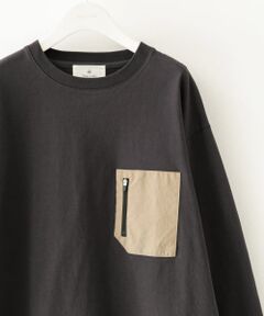 ナイロンポケット切替ロングスリーブTシャツ