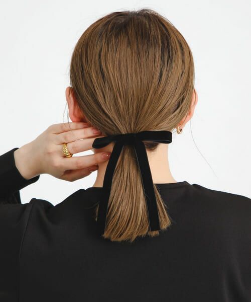 ＊＊Sonny Label / サニーレーベル ヘアゴム・シュシュ | ベロアリボンヘアゴム（ブラック）