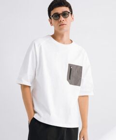 ナイロンポケット切替ハーフスリーブTシャツ