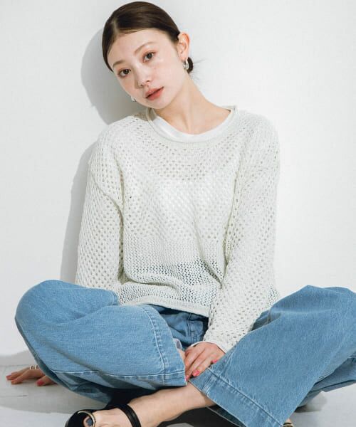 ＊＊Sonny Label / サニーレーベル ニット・セーター | スパンコールメッシュニットプルオーバー（オフ）