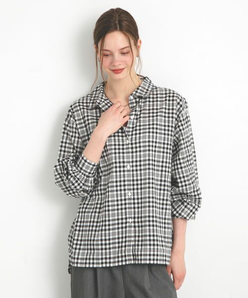 DRAWER⭐️コットン　シャツ⭐️ストライプ Drawer（ドゥロワー）の「Drawer コットンストライプフロント