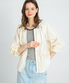 ノーカラーギャザーブルゾン