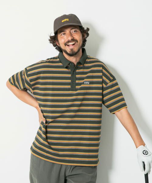 ＊＊Sonny Label / サニーレーベル ポロシャツ | OOPS　接触冷感ボーダーポロシャツ（KHAKI）
