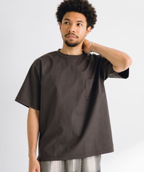 ＊＊Sonny Label / サニーレーベル Tシャツ | 『接触冷感/イージーケア』リネン混ショートスリーブTシャツ（チャコール）