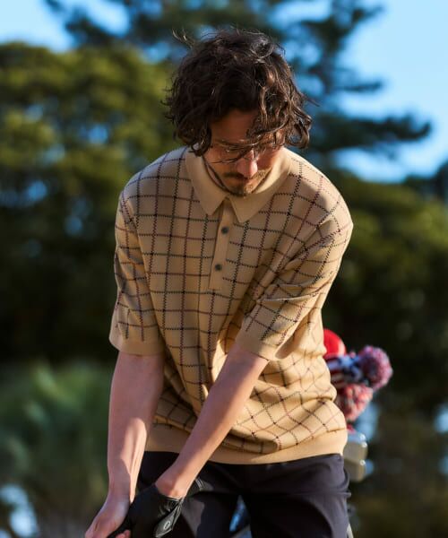 ＊＊Sonny Label / サニーレーベル ニット・セーター | OOPS　チェック柄ニットポロシャツ（BEIGE）