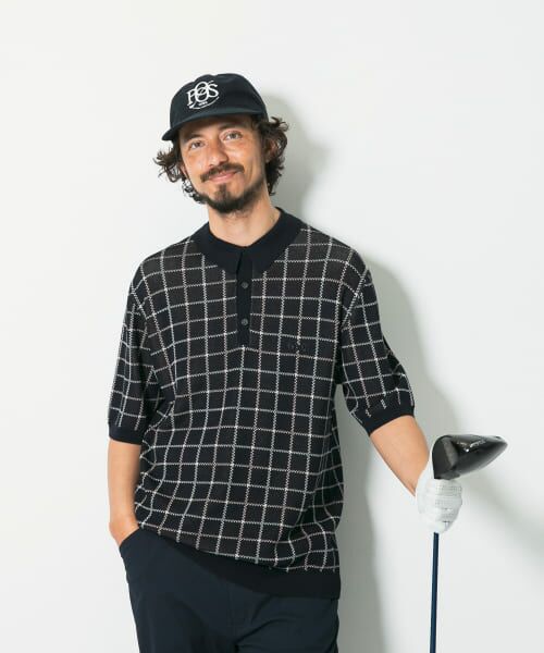 ＊＊Sonny Label / サニーレーベル ニット・セーター | OOPS　チェック柄ニットポロシャツ（NAVY）