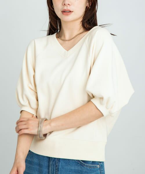 ＊＊Sonny Label / サニーレーベル スウェット | パフスリーブVネックスウェットプルオーバー（バターイエロー）