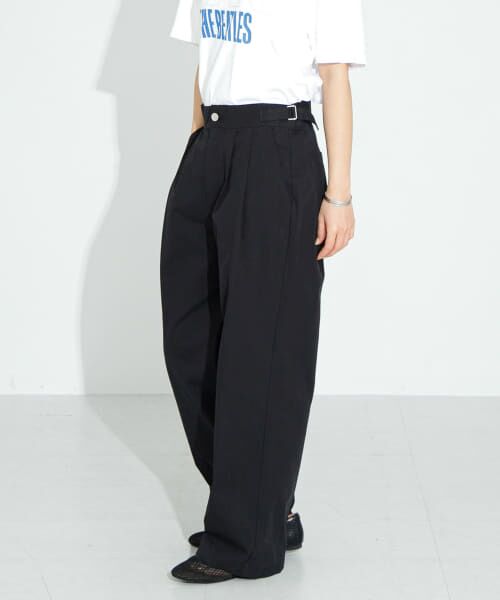 ＊＊Sonny Label / サニーレーベル その他パンツ | ワイドストレートアジャストタックパンツ（ブラック）
