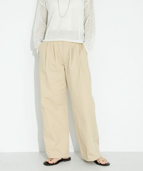 ＊＊Sonny Label / サニーレーベル その他パンツ | ワイドストレートアジャストタックパンツ（ベージュ）