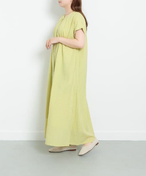 セール】 コットンストライプドビーギャザーワンピース