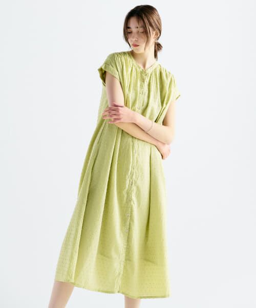 セール】 コットンストライプドビーギャザーワンピース