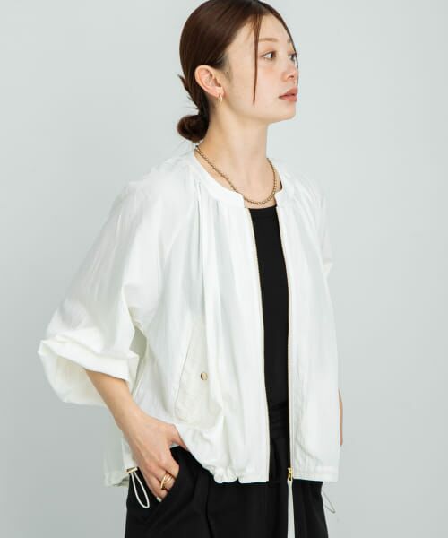 ＊＊Sonny Label / サニーレーベル ブルゾン | ライトシアーノーカラーブルゾン（オフ）