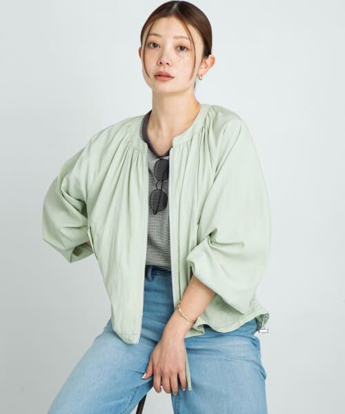 ＊＊Sonny Label / サニーレーベル ブルゾン | ライトシアーノーカラーブルゾン（L.カーキ）
