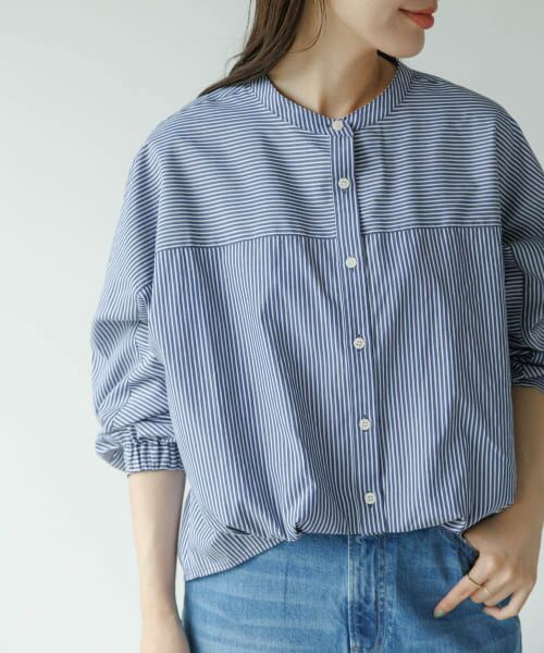＊＊Sonny Label / サニーレーベル シャツ・ブラウス | 『WEB限定』フロントタックバンドカラーシャツ（D.BLU×OFF）