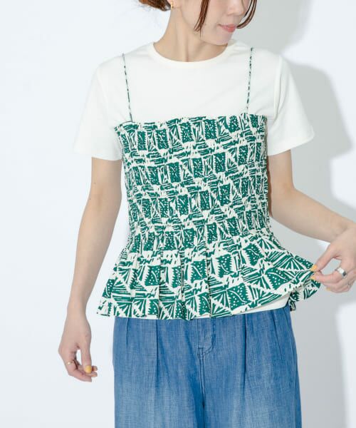 ＊＊Sonny Label / サニーレーベル キャミソール・チューブトップ | sara mallika　コットンポプリンプリントキャミ（GREEN）