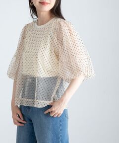 『WEB/一部店舗限定』チュールドットタンクトップドッキングプルオーバー